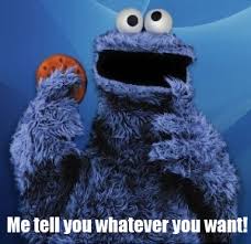 Cookie monster in an interrogation room.